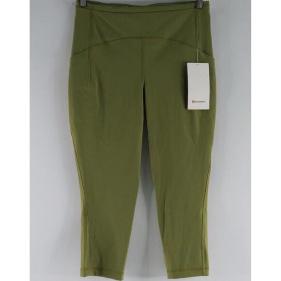 LULU LEMON SWIFT SPEED HIGH RISE CROP 21” OLIVE GREEN...